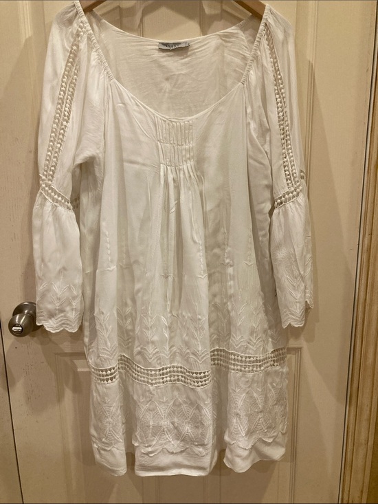 Anany Dresses & Skirts - Boho White Long Sleeve Embroidered Peasant Dress